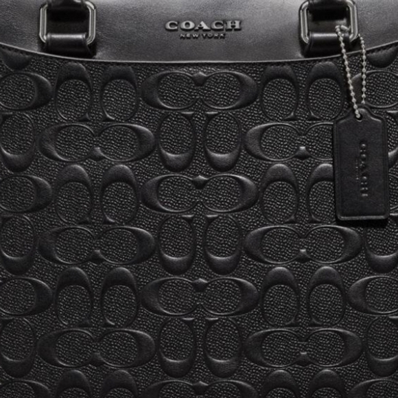 1 left COACH Embossed Signature Leather Atache Bag Briefcase Laptop Computer Bag - Picture 7 of 12